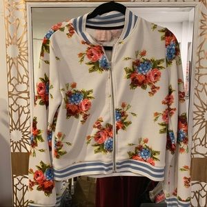 White floral bomber jacket
